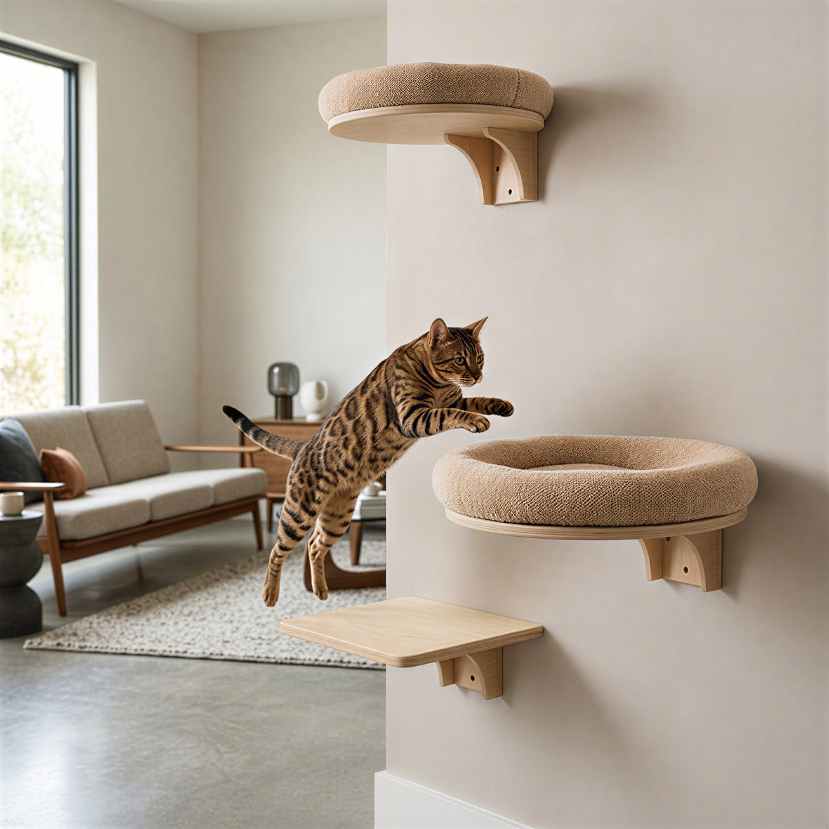 Wanda – Schwebendes Katzenregal für die Wand