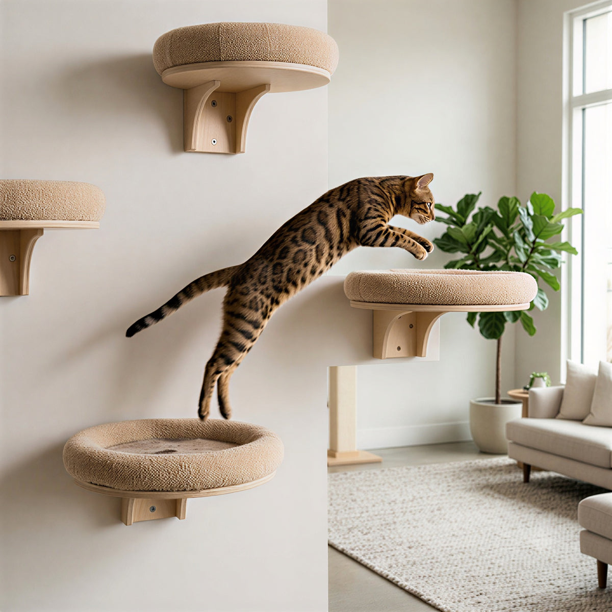 Wanda – Schwebendes Katzenregal für die Wand