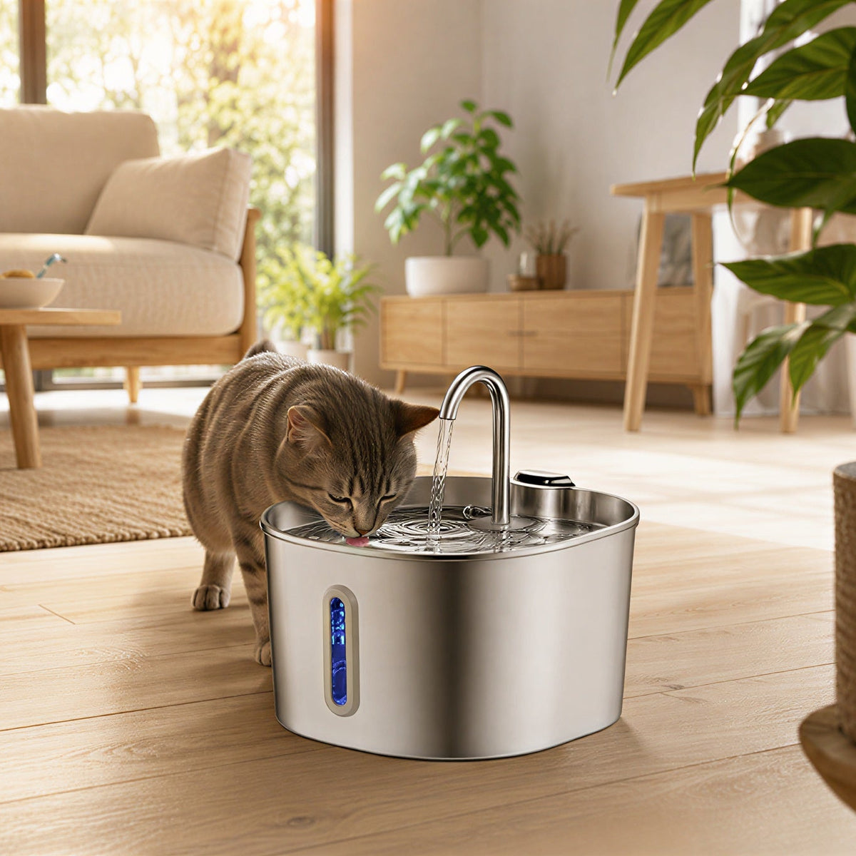 Purra – Leiser Trinkbrunnen aus Edelstahl mit Sensor